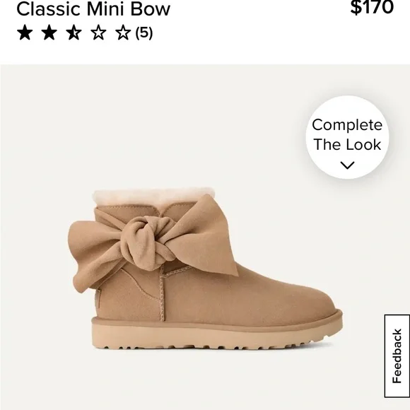 UGG Women's Beige classic mini Suede Bow Boots - Picture 5 of 5